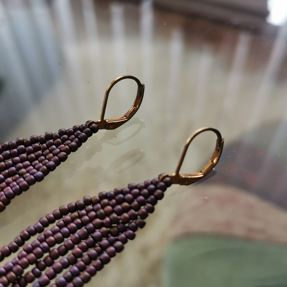 🤍 Handmade Beaded Pacific Thread Earrings - Picture 5 of 5